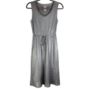 Dolan Left Coast silver metallic ribbed knit sleeveless midi dress size XXS